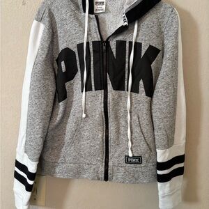 Vintage Victoria's Secret Gray and Black Hoodie Jacket